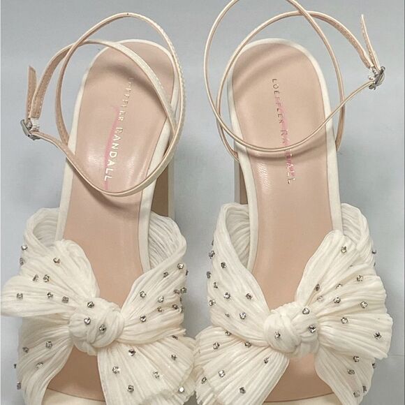 Loeffler Randall Natalia Crystal-Embellished Bow Platform Sandals size 10.5 - Picture 8 of 13
